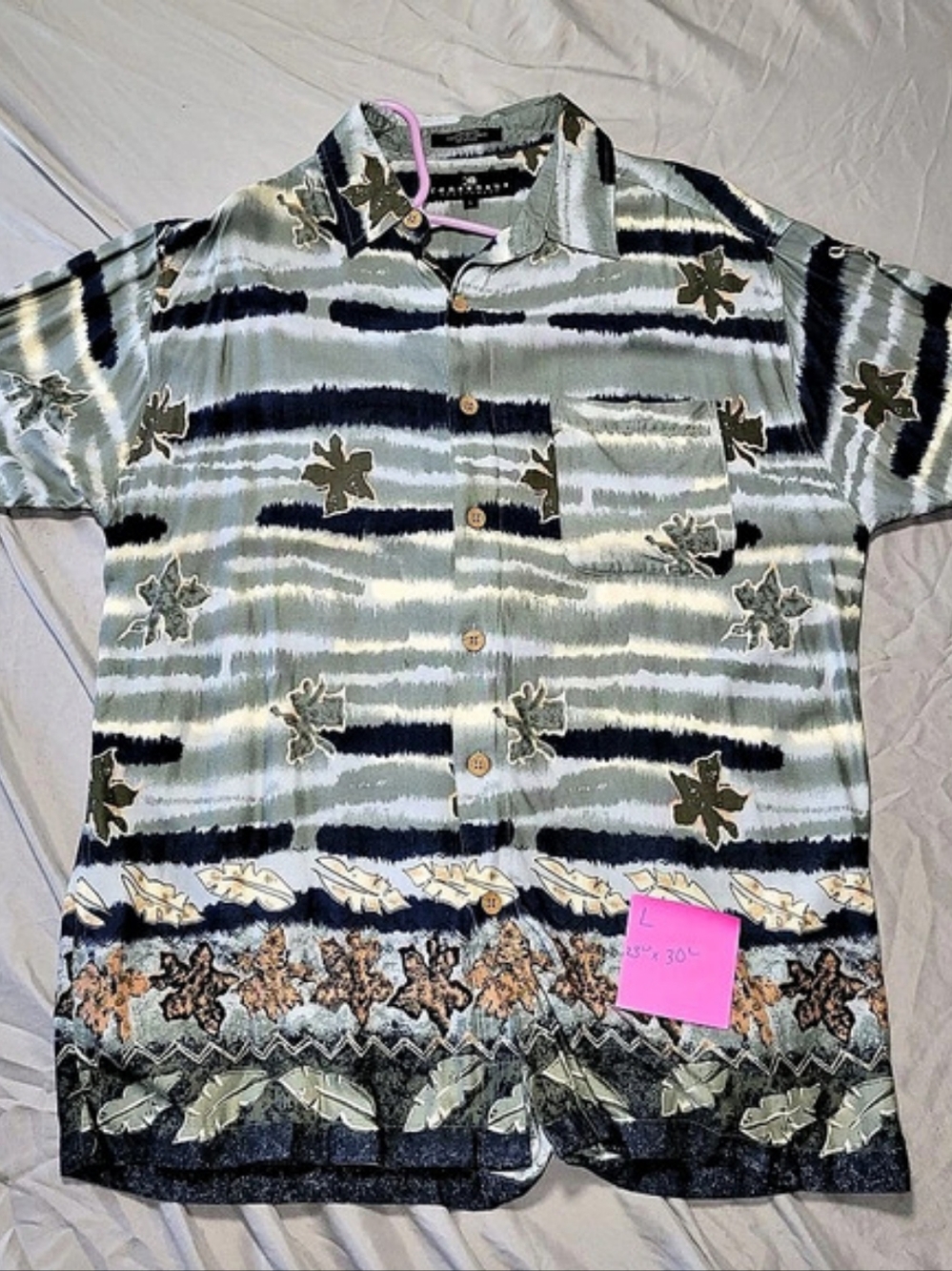 Consensus Men's Abstract Rayon Shirt Size Large Like New